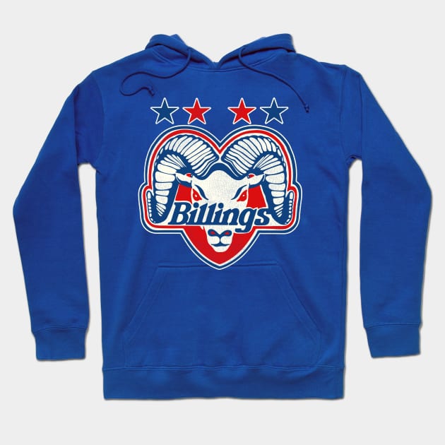 Defunct Billings Bighorns Hockey Team Hoodie by Defunctland